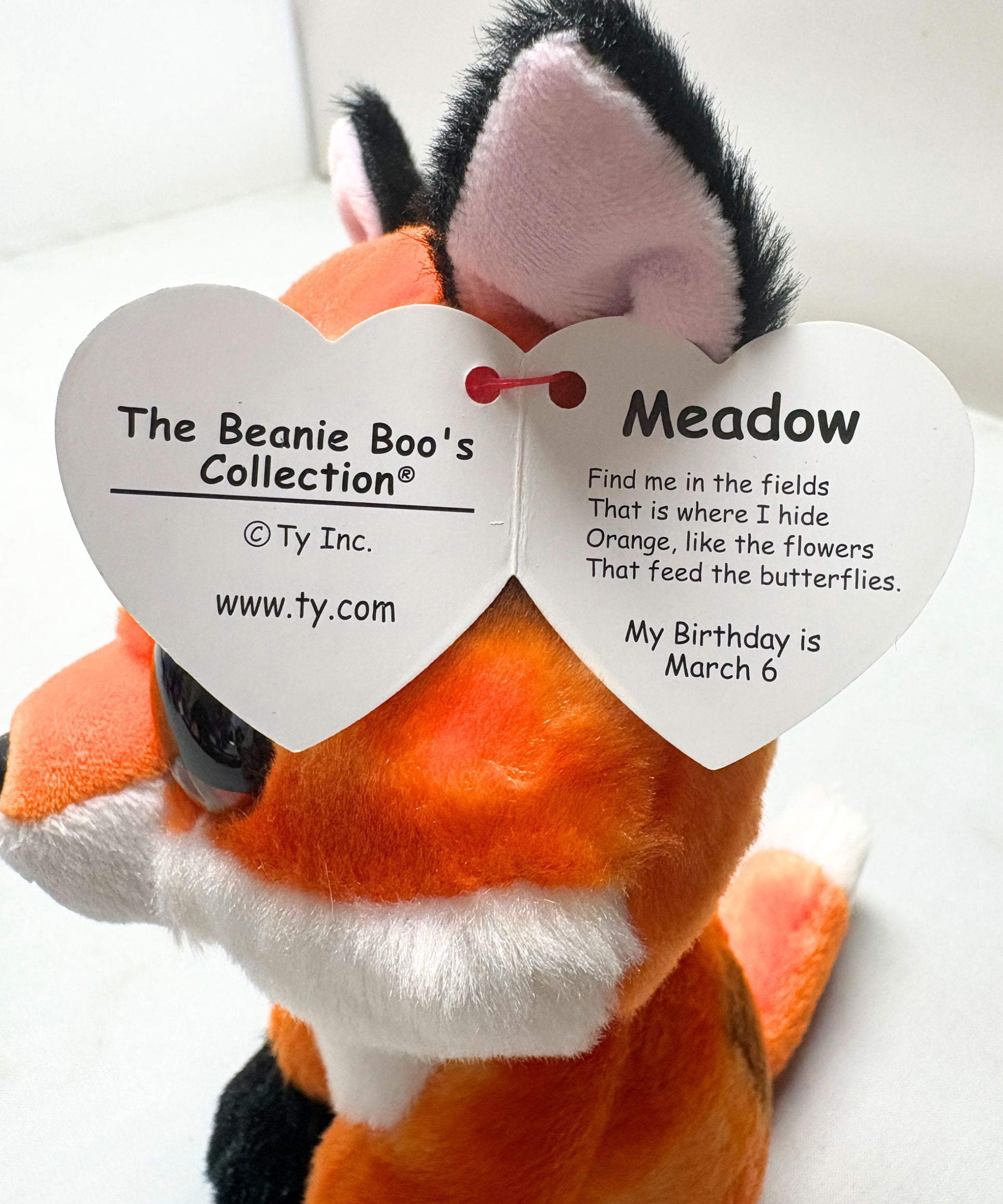 Ty, Beanie Boos Plush, Meadow the Fox, 6 inch, Glitter Eyes