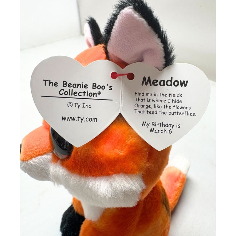 Ty, Beanie Boos Plush, Meadow the Fox, 6 inch, Glitter Eyes