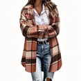 thumbnail image 6 of Fancifize Plaid Wool Blend Coat for Women, Single Breasted Lapel Long Sleeve Peacoat, Vintage Classic Fall Winter Overcoat, 6 of 6