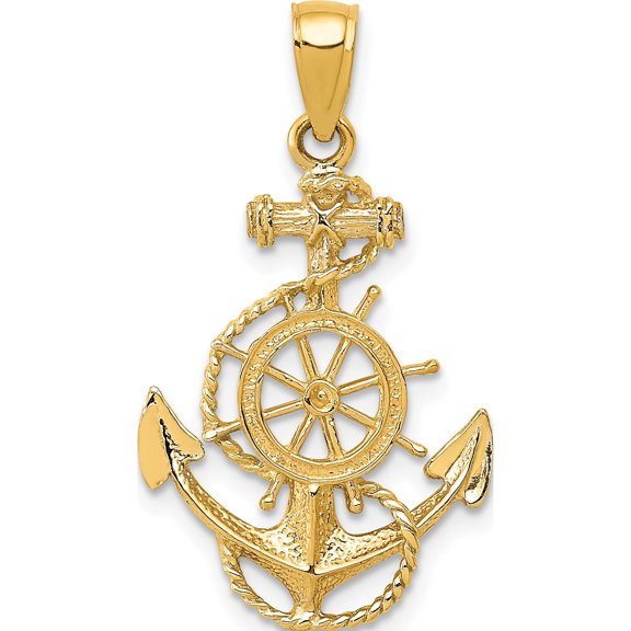10K Anchor and Wheel Pendant Yellow Gold Material Flawless Captivating Glistening Made for expressing your unique story