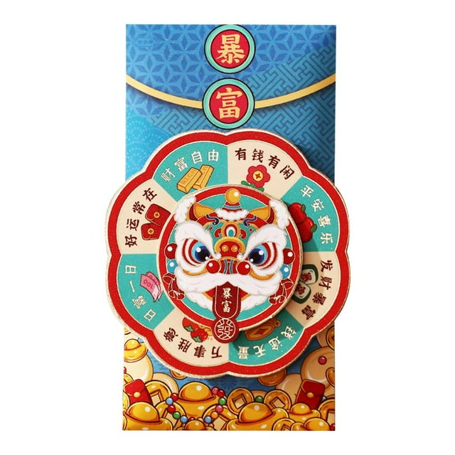 Enveloppe Rouge-Or Rotative Enveloppe Rouge Verticale Paquet Rouge Pailleté Papier Ensemble de Paquets Rouges Festifs Design Rotatif Multi-Motifs Texture Robuste Enveloppe Rouge de Vacances Cadeau de Mariage