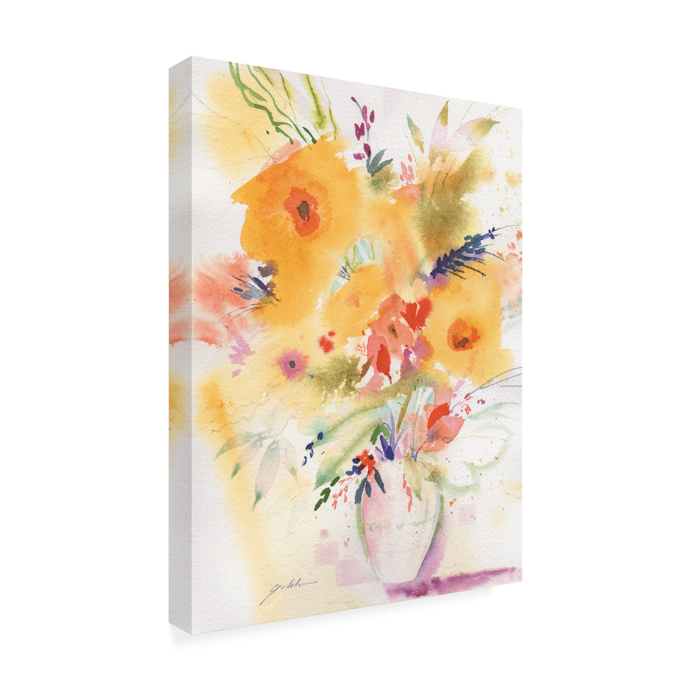 Sheila Golden 'Vivid Yellow Bouquet' Outdoor Canvas 47x35