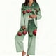 thumbnail image 2 of Puyaiuu Women 2 Piece Christmas Satin Pajama Set Cute Print Long Shirt Loose Shorts Matching Set Loungewear Gift, 2 of 5
