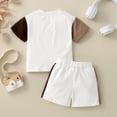 thumbnail image 3 of Hiiyo Toddler Boys Outfits Color Block Letter Print Short Sleeve T Shirt Shorts 2Pcs Set, 3 of 8