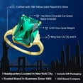 thumbnail image 2 of Gem Stone King 6.50 Cttw 18K Yellow Gold Plated Silver Green Nano Emerald Ring for Women | Emerald Cut 14X10MM | Gemstone May Birthstone | Available in Size 5, 6, 7, 8, 9, 2 of 5