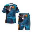 thumbnail image 1 of Sikiie Ensemble de Pyjama à Manches Courtes Imprimé Perroquet Bleu Style Moderne pour Enfants, Haut à Col Rond avec Taille Élastique et Shorts, Ensemble Deux Pièces, Adapté aux Pyjamas et Vêtements de Maison-TG, 1 of 6