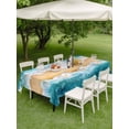 thumbnail image 5 of 60x102 Inch Outdoor Tablecloth with Umbrella Hole Zipper Rectangle Summer Beach Rectangular Tablecloths Outside Waterproof Coastal Teal Ocean Sea Wave Nautical Patio Table Cover for Picnic Party, 5 of 8