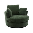 thumbnail image 6 of Modern Accent Upholstered Armchair Swivel Barrel Chair, 360 Degree Swivel Round Sofa with 3 Pillows, Chenille Fabric Comfy Lounge Club Chair Reading Chair for Bedroom Living Room Lounge Hotel, Green, 6 of 7