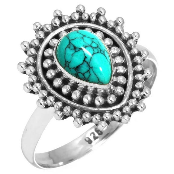 925 Sterling Silver Ring Turquoise Women Jewelry