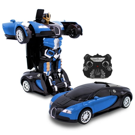 Kids RC Toy Car Transforming Robot Remote Control One Button Transformation Realistic Engine Sounds 360° Speed Drifting Toys For Boys 1:14 Scale