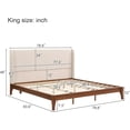 thumbnail image 2 of King Size Bamboo Platform Bed, Mid-Century Bed Frame with Tall Upholstered Headboard, Wood Slat Support, No Box Spring Needed, Easy Tool-Free Assembly, Beige+Brown, 2 of 7