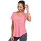 thumbnail image 1 of Camisa de entrenamiento Alovien de manga corta, holgada, para mujer, 1 of 7