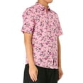 thumbnail image 5 of Unique Bargains Men's Summer Button Floral Cotton Short Sleeve Hawaiian Shirt 34 Pink, 5 of 8