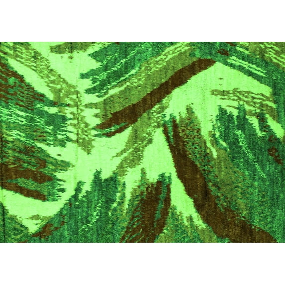 Ahgly Company Indoor Rectangle Abstract Green Modern Area Rugs, 2' x 5'