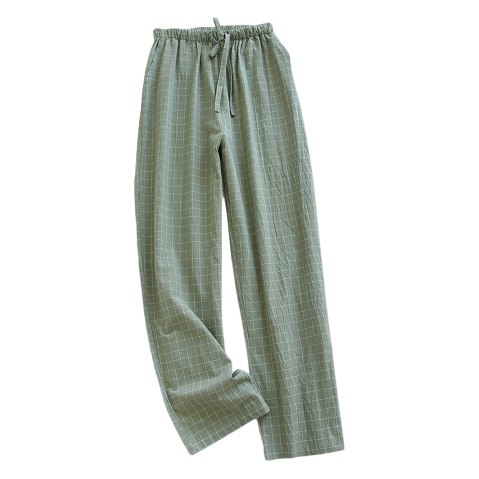Tenmix Mens Casual Pajama Pants Loose Pj Bottoms Elastic Waist Sleep Sleepwear Buffalo Plaid Trousers Green L Green