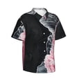 thumbnail image 2 of Daiia Pink White Ocean Waves Hawaiian Shirt for Men Gentle Cotton Regular Short Sleeve Casual-3X-Large, 2 of 9