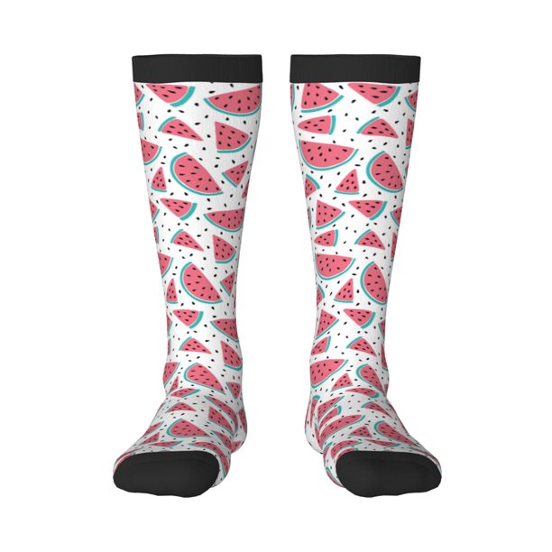 Fotbe Watermelon Calcetas Divertidas Estampadas para Hombre y Mujer, Calcetas de Algodón hasta la Rodilla para Caminar, Correr, Enfermería y Embarazo