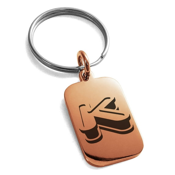 Stainless Steel Letter K Initial 3D Monogram Engraved Small Rectangle Dog Tag Charm Keychain Keyring