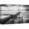 thumbnail image 3 of PixonSign Canvas Print Wall Art Freighter Ship Sails into Sea Horizon Transportation Ocean Photography Realism Beach Scenic Relax/Calm Cool Black and White for Living Room, Bedroom, Office - 24"x36", 3 of 5
