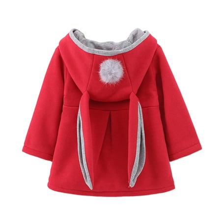 

Xutthjh Baby Girl Toddler Kids Fall Winter Thick Warm Coat Jacket Outwear Rabbit Ear Hoodies Sweatshirt