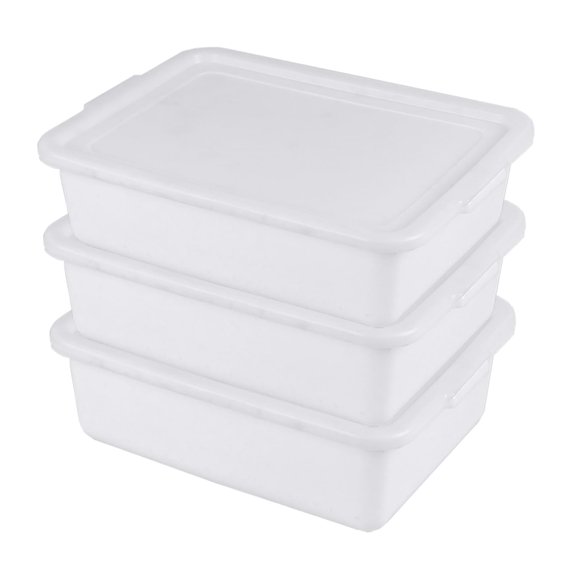 Bañera de autobús comercial Utiao, paquete de 3 unidades, 13 litros, con tapa de plástico blanco