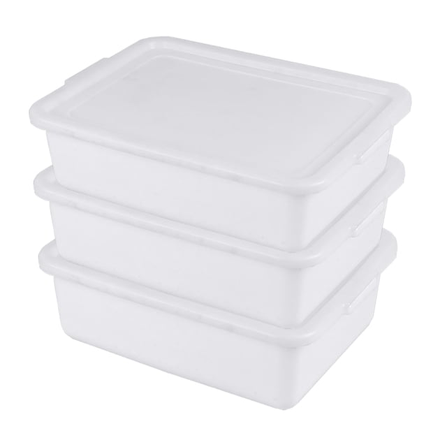 Bañera de autobús comercial Utiao, paquete de 3 unidades, 13 litros, con tapa de plástico blanco