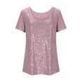 thumbnail image 6 of LIZUOJUNF Women's Sparkly Sequin Tops Y2k Round Neck Short Sleeve Shiny Glitter Club Party Shirt Blouse, 6 of 6