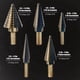 thumbnail image 2 of 5 Brocas Escalonadas para Metal, Madera, Plástico, 50 Tamaños, Vástago Triplano, Juego de Brocas Escalonadas de Titanio HSS con Punzón Central, 2 of 5
