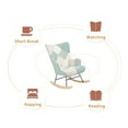 thumbnail image 4 of PORKISS Rocking Chair with Ottoman, Textile Nursery Rocker Chair with Cushion, Wood Legs, Patchwork Linen, Accent Chair for Bedroom, Living Room, Colorful/Green, 4 of 10
