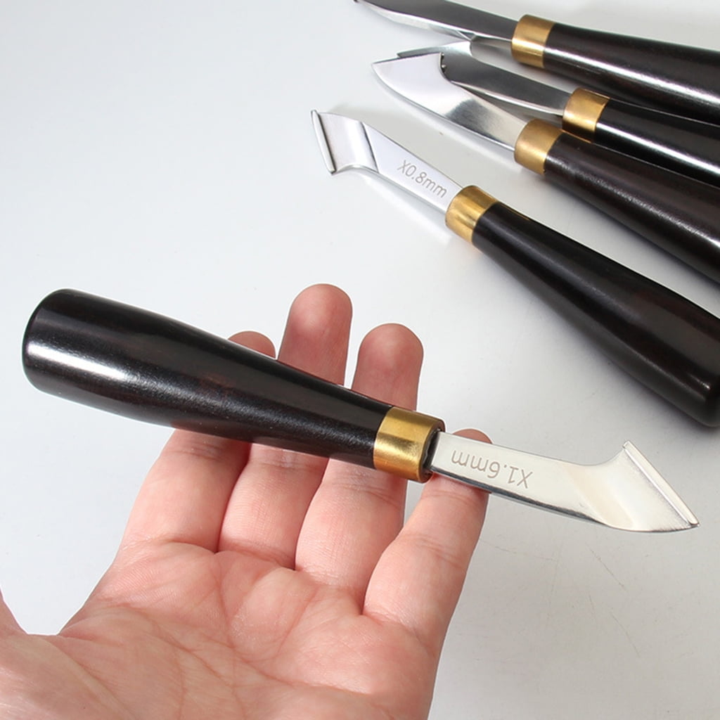 MOMOJIA Carbon Steel1eatherEdging Groover Tool Ergonomic Grip Wooden Handle Leatherworking Tool for Stitching Grooving
