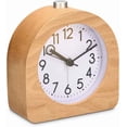 thumbnail image 1 of Analog Wood Alarm Clock With Snooze - Retro Clock Half-Round With Dial Alarm Light - Quiet Table Clock Without Ticking - Natural Wood In Light Brown, 1 of 5