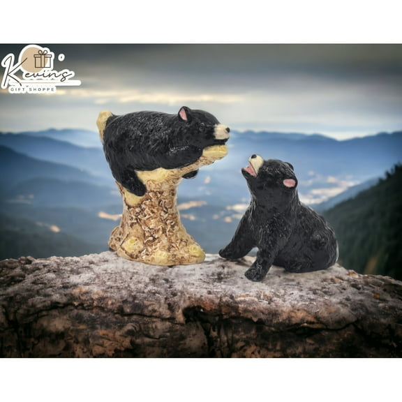 Ceramic Black Bear Salt Pepper Shakers or