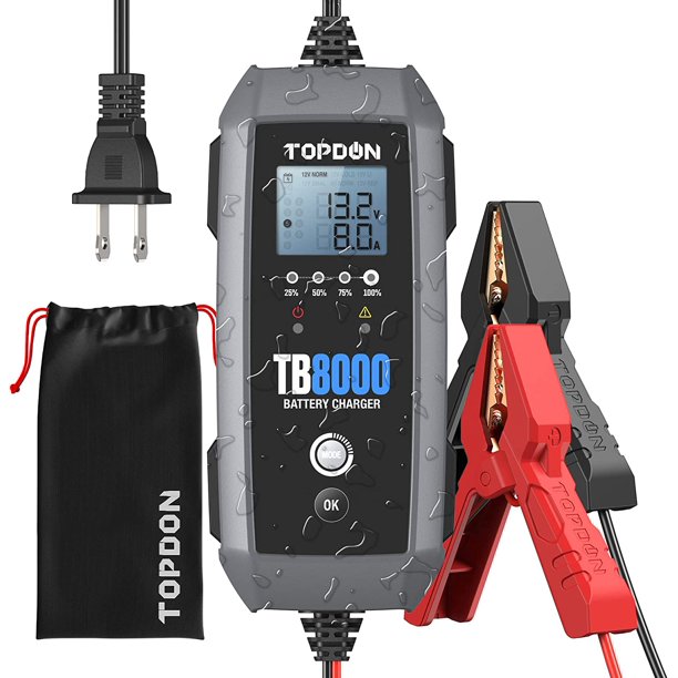 TOPDON TB8000 Car Battery Charger 8A/3A/1A 12V/6V Automotive Battery