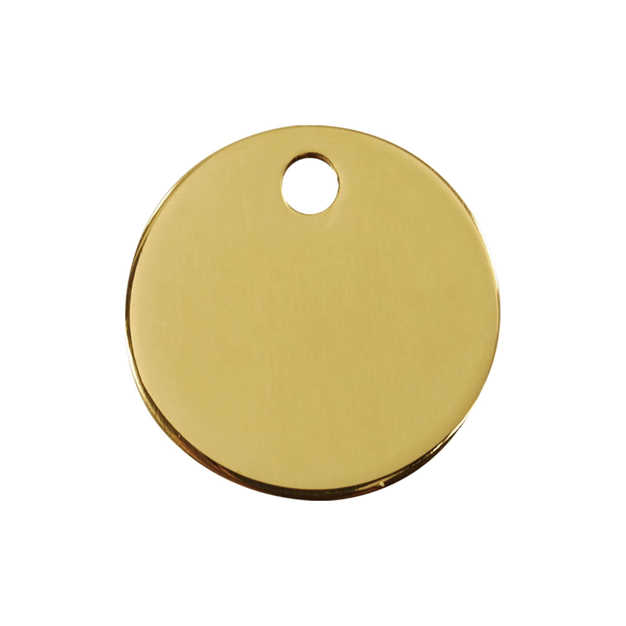 Red Dingo Flat Brass Circle Personalized Engraved Pet ID Tag, Medium