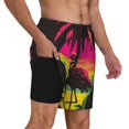 thumbnail image 2 of Balery Flamingo And Palm Trees At Sunset Bañador para hombre, shorts de playa de secado rápido con entrepierna y forro de compresión-3X-Large, 2 of 6