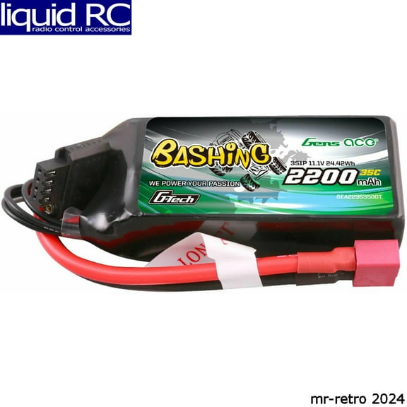 Gens Ace 2200mAh 3S 11.1V 35C Bashing G-Tech LiPo Battery Pack with Deans Plug
