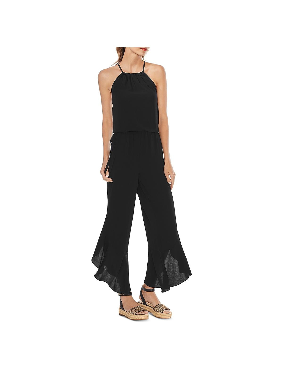 Vince Camuto Womens Textured Ruffled Jumpsuit Vince Camuto Womens Textured Ruffled Jumpsuit