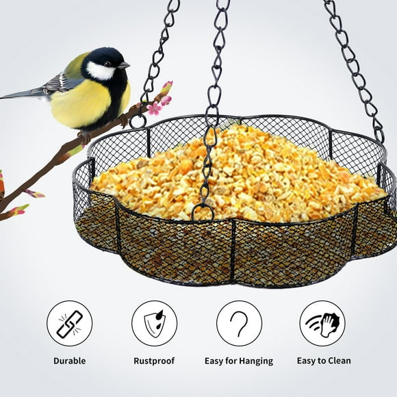 Yatlte Mangeoire Suspendue pour Oiseaux, Plateau en Métal pour Oiseaux Extérieurs, Décoration de Jardin Extérieur pour Cour Sauvage Attirant les Oiseaux