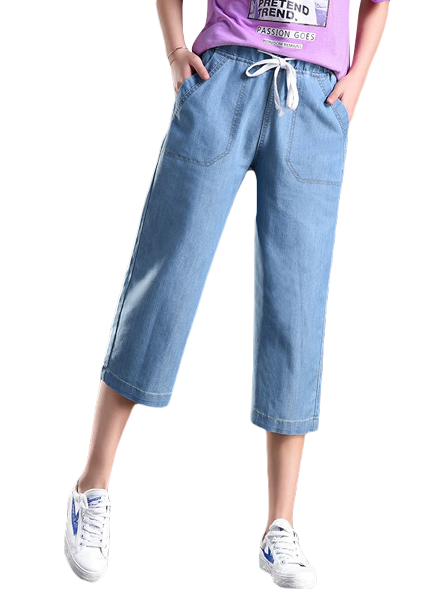 elasticated cropped jeans