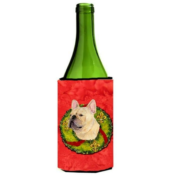 French Bulldog Christmas Wreath Wine bottle sleeve Hugger - 24 oz.
