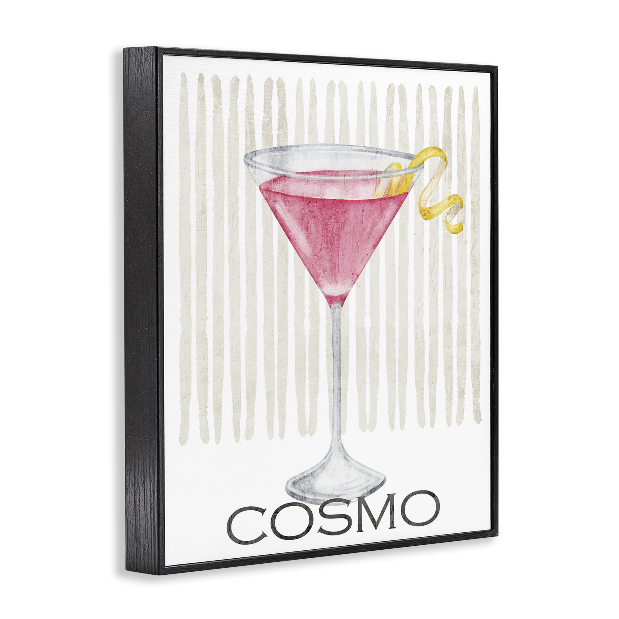 Stupell Industries Pink Cosmo on Stripes Black Framed Giclee Art, design by Kim Allen