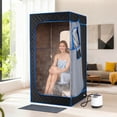 thumbnail image 2 of Costway Portable Steam Sauna Box, Extra-Large 35" x 35" x 71" Tent,Personal Home Spa Blue, 2 of 10