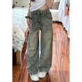 thumbnail image 1 of Pantalones vaqueros desgastados de pierna ancha para mujer, ropa de calle americana, Vintage, Y2k, cintura alta, rectos, longitud completa, 1 of 5