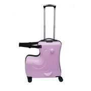 Anqidi 20 Kids Ride On Suitcase, Portable Universal Wheel Trolley Luggage Case Horse Shape Children Travel Suitcase w/Lock Pink