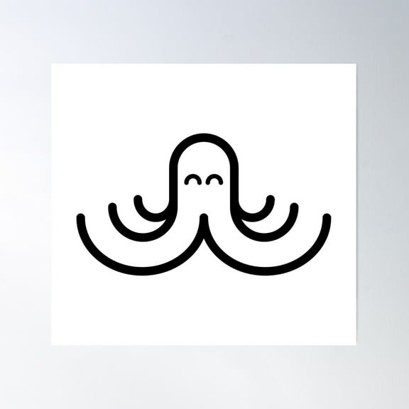Happy Octopus Simple Line Art Black Poster Wall Art, Modern Wall Decor For Living Room Bedroom, 8x12 UNFRAMED