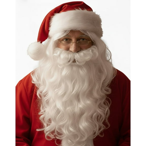 PMU Christmas Celebration Costume Party Santa Wig Beard Sets Mens - Props and Party Supplies for Plays, Festivals, Photo Shoots - Red and White (3/Pkg) Pkg/1