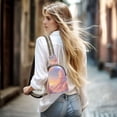 thumbnail image 7 of Stylish Leather Crossbody Bag 8.46x5.9x2.16In Easy To Carry Multi-Purpose Travel Hiking Shopping Fashion Bag Pink Beautiful Cloud, 7 of 7