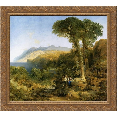 Amalfi Coast 22x20 Gold Ornate Wood Framed Canvas Art by Moran, Thomas