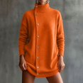 thumbnail image 3 of TGSLY Women's Side Snap Button Down Sweater Warm Soft Turtleneck Long Sleeve Knit Cardigan Dressy Casual Solid Color Fall Winter Outerwear XL, 3 of 9