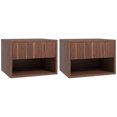 thumbnail image 1 of HOMCOM Floating Nightstand Set of 2 with Drawer and Shelf, Brown, 1 of 10